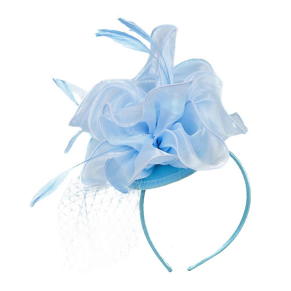 Fascinator Hat Headpiece for Decor Sky-Blue Mesh Silk Cloth