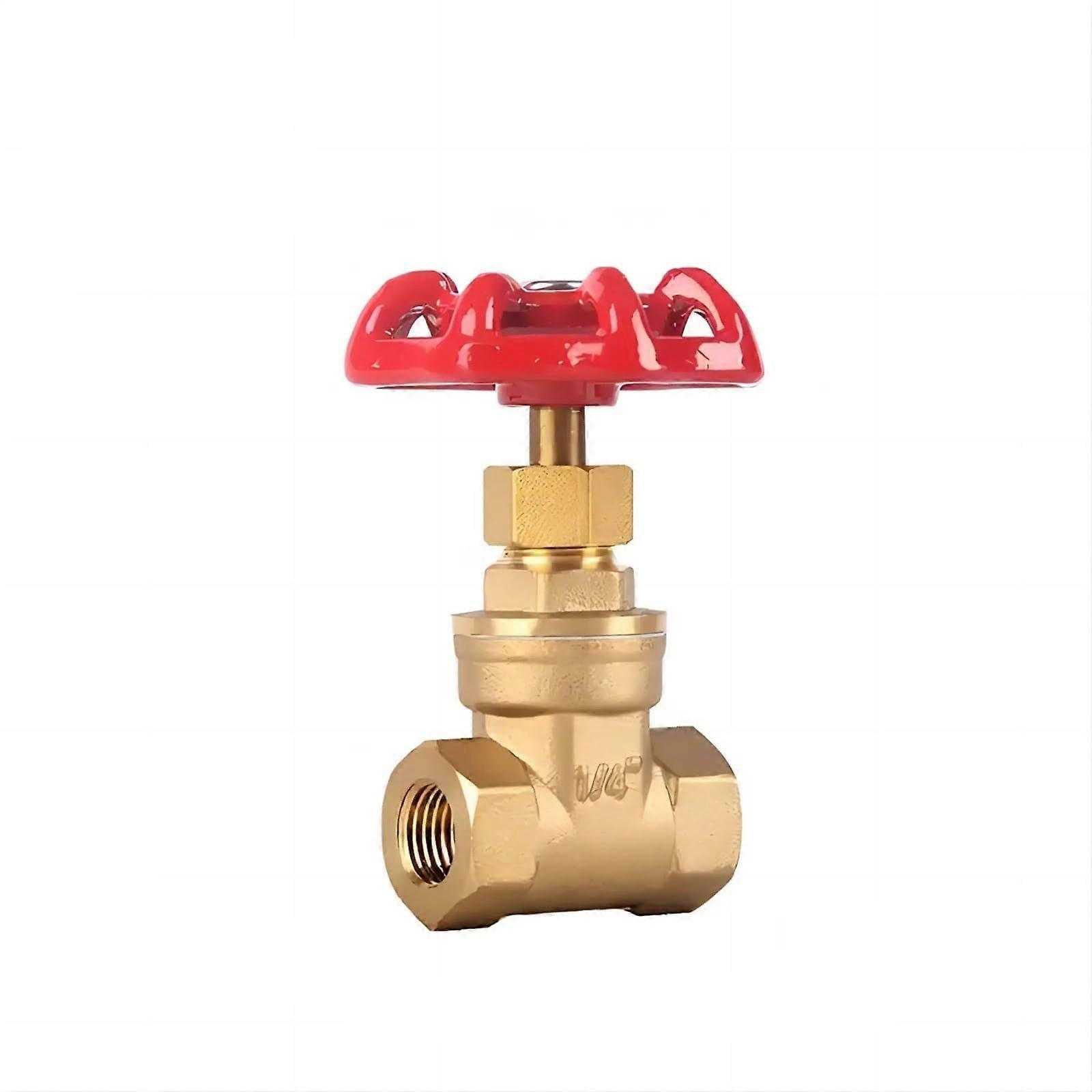 1 Inch Brass Manual Gate Valve Two Way Female Thread Yellow Handle for Bidirectional Flow Control
