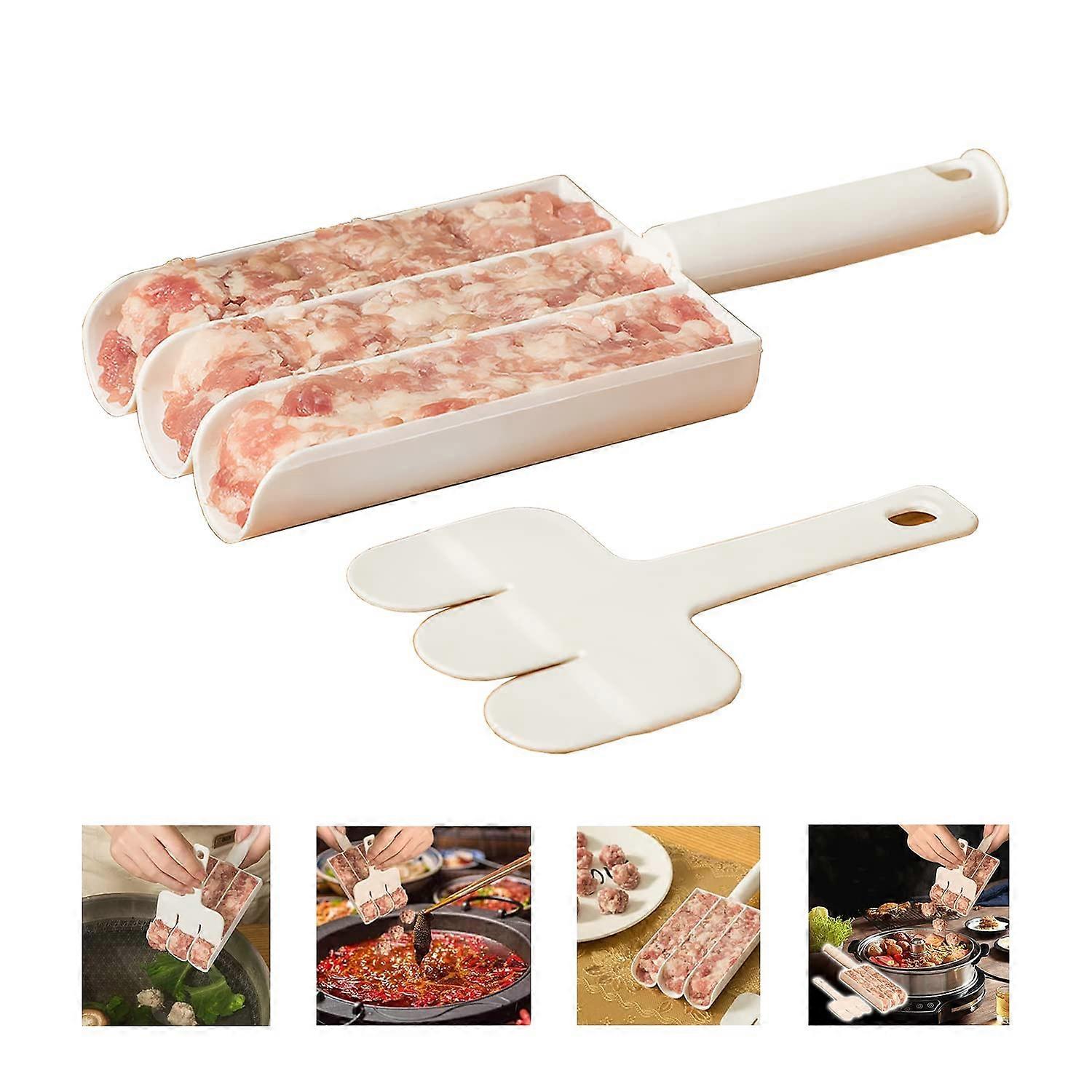 Meatball Maker Scoop with Long Handle, NonStick Triple Mold Makes 3 Meatballs Simultaneously