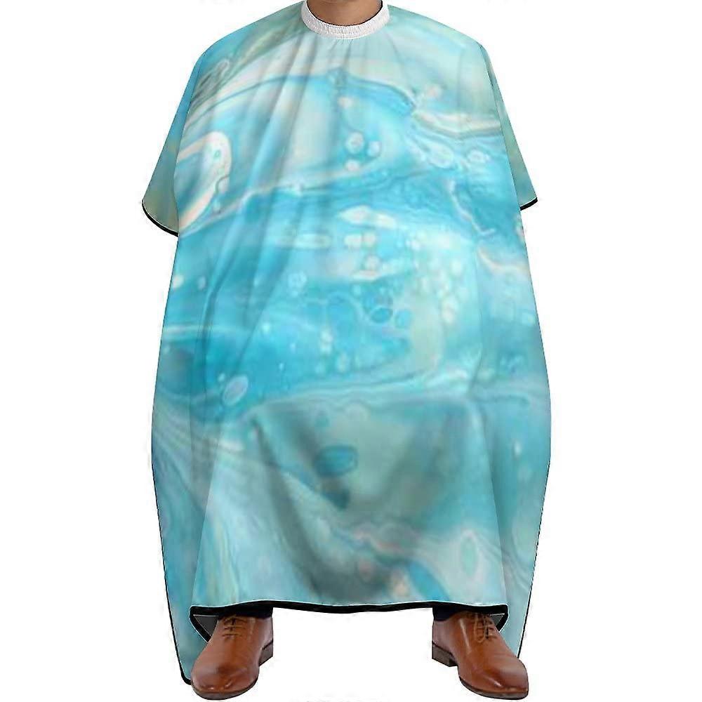 Extra Large Turquoise Marble Hair Cutting Cape with Full Coverage and Adjustable Snap Closure