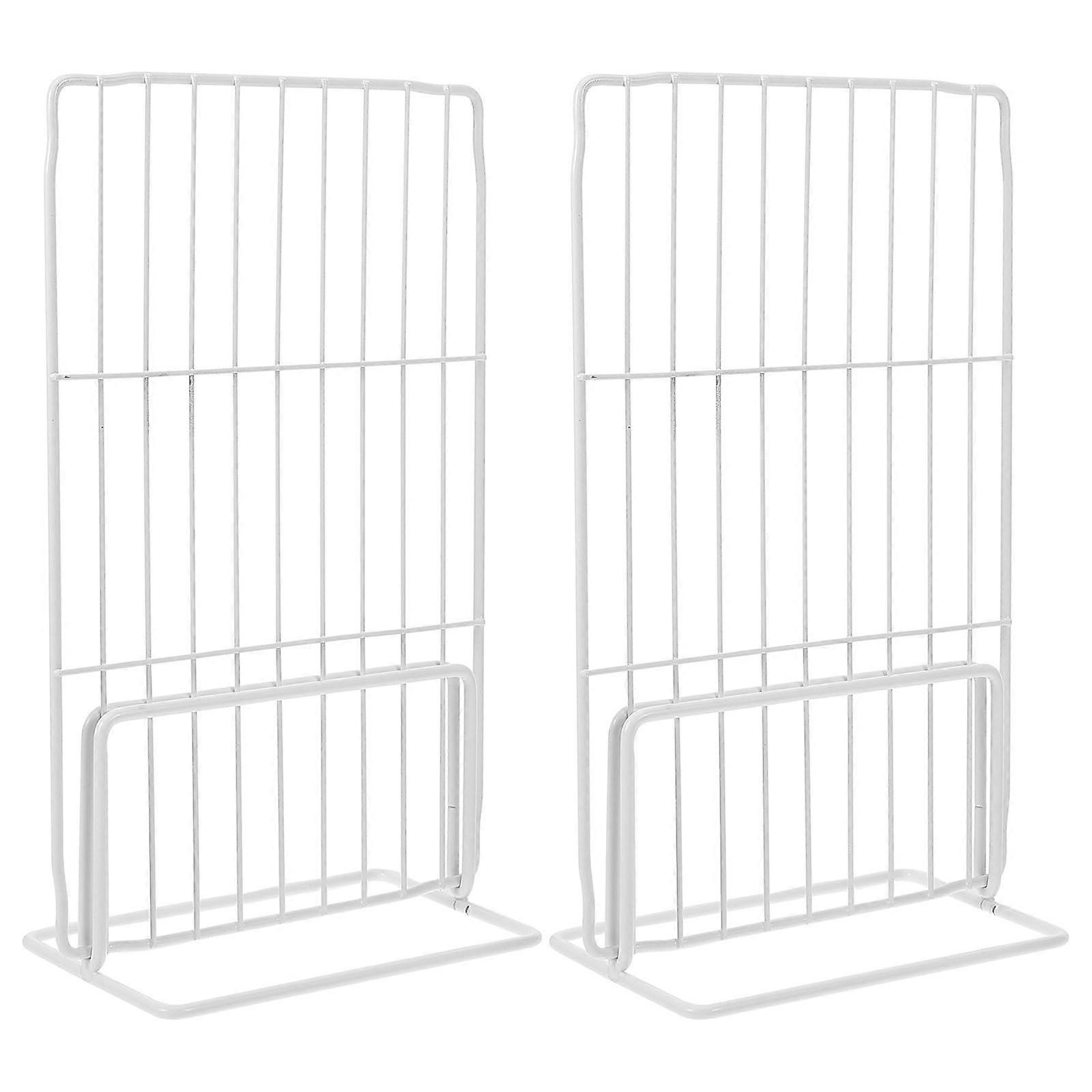 2 Pcs Adjustable Freezer Organizer Shelves with Iron Wire Frame, Fridge Divider for Deep Storage