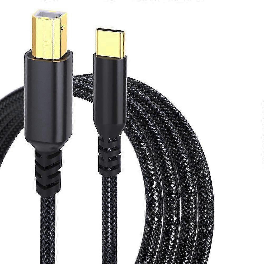 3M Printer Cable USB C to USB B Extension Cable 480Mbps Data Transfer Braided Cable for Windows, MacOS, Linux Systems