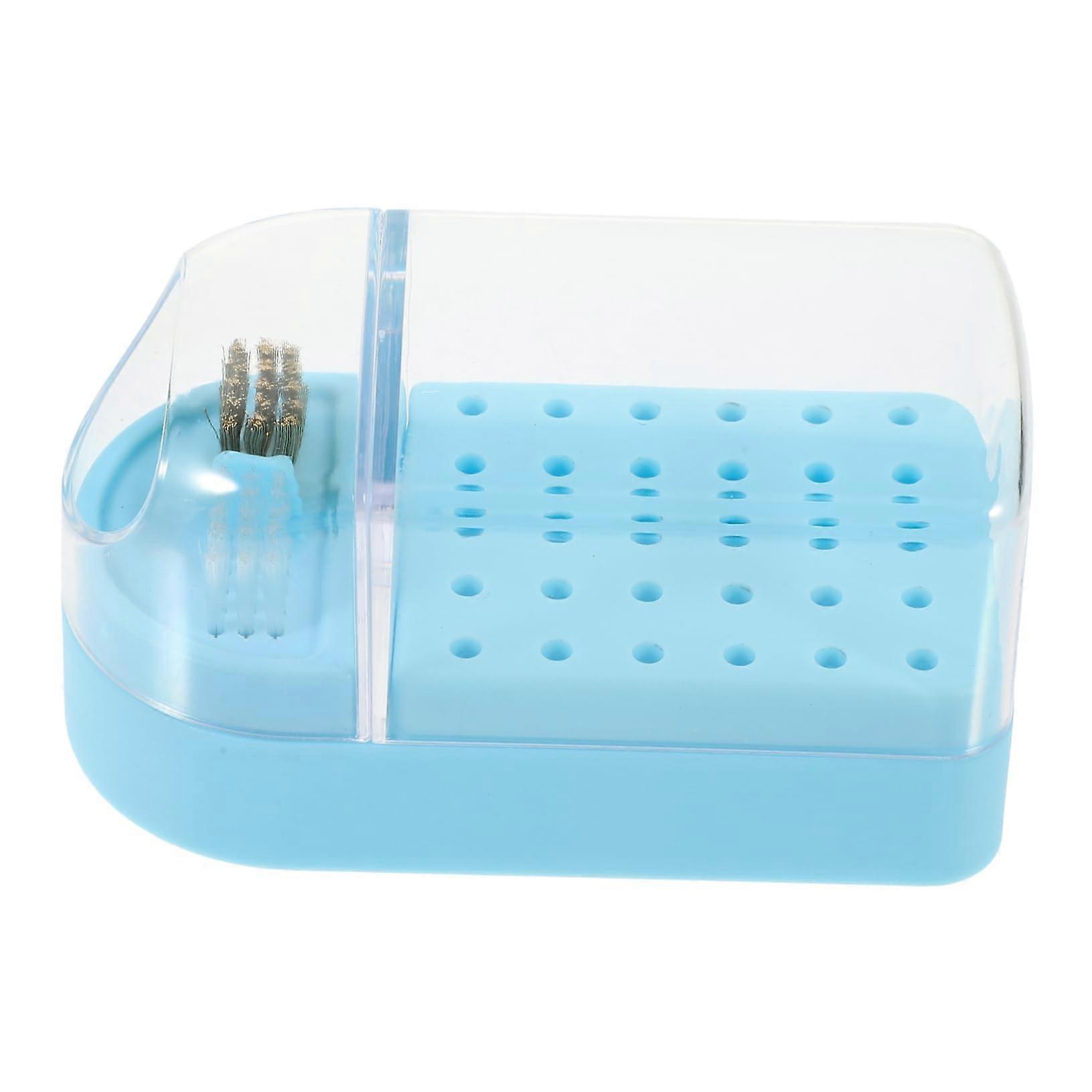 Nail Drill Bits Organizer Blue Storage Case for Manicure Tools with Easy Bit Selection and Stand