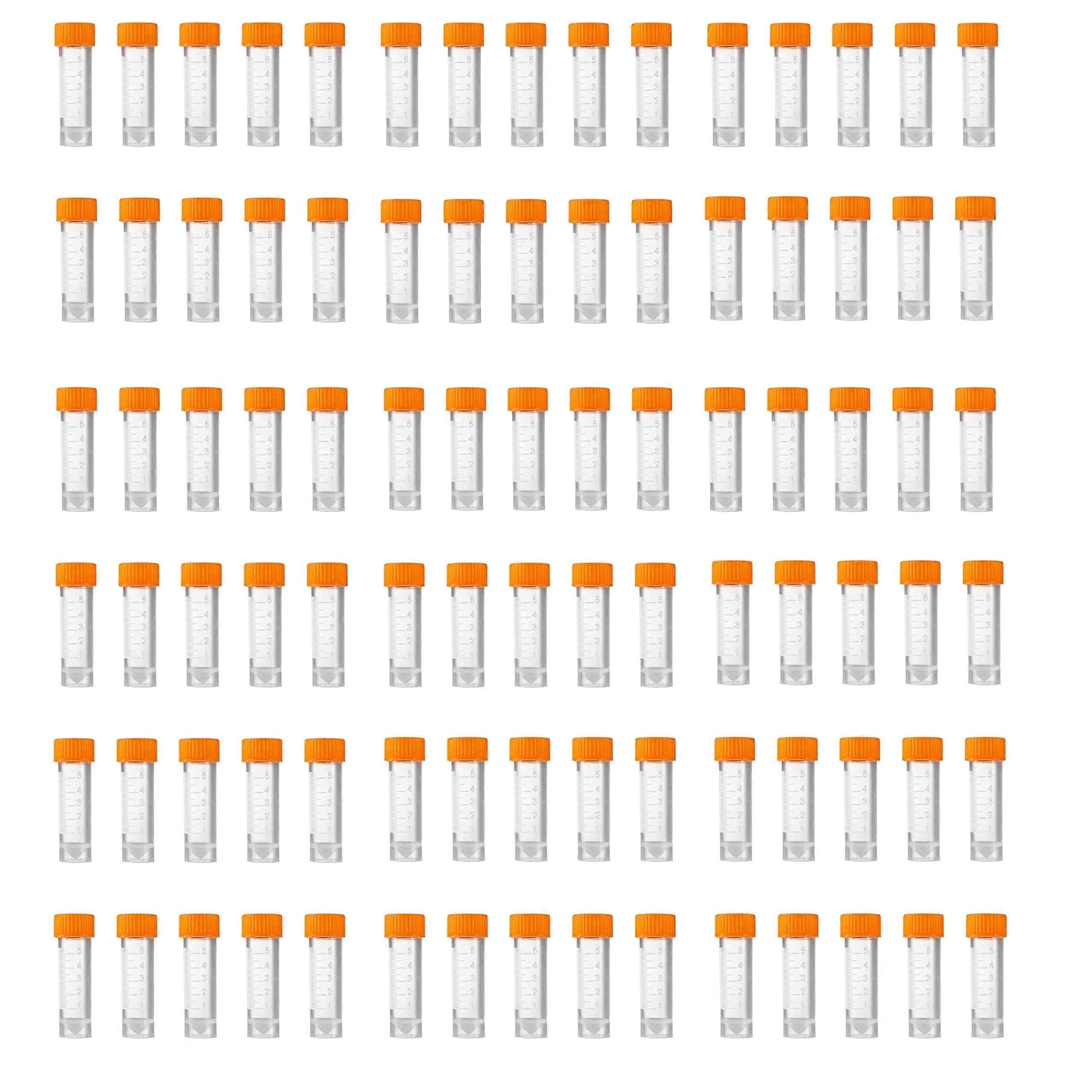 100 PCS 5ml Cryogenic Vials with Screw Caps, LeakProof Plastic Sample Tubes for Lab Storage