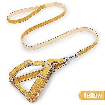 Adjustable Vest Collar Nylon Pet Dog Lead Leash, 120x2.0cm Yellow Color