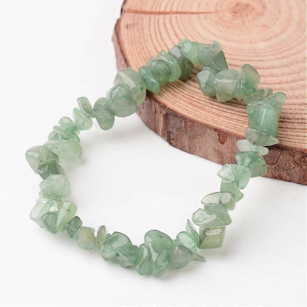 Natural Green Aventurine Chip Beaded Stretch Bracelets 43mm