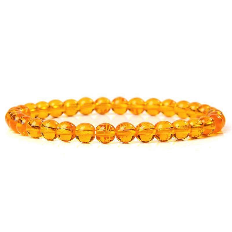 Amber Round Beaded Stretch Bracelet