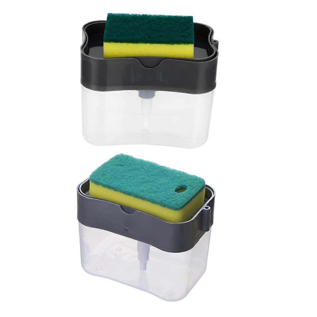 Automatic Dish Soap Dispenser with Sponge Press SpaceSaving Countertop for Kitchen Bathroom