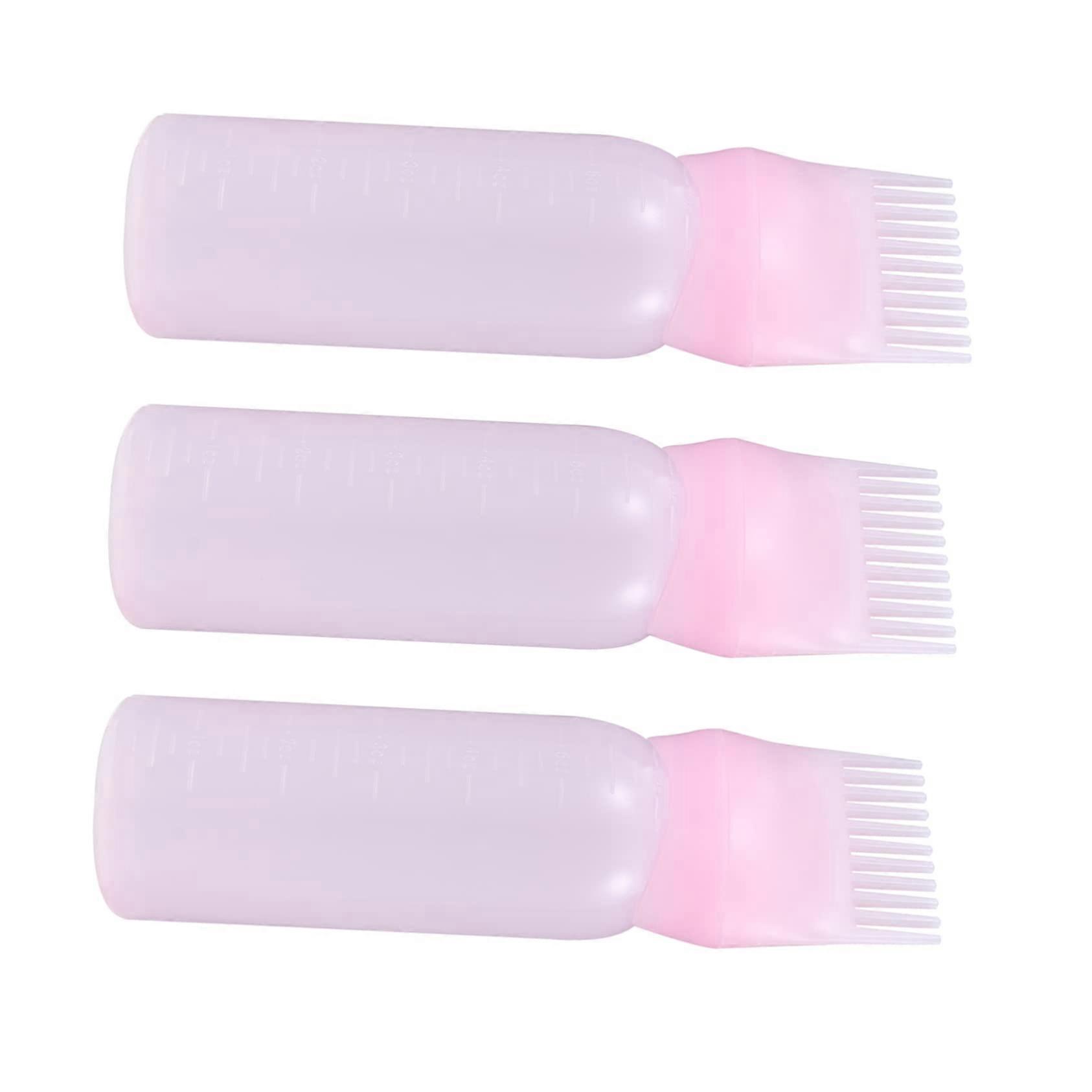 Hair Dye Applicator Bottle Set with Root Comb Tip for Precise Root Coloring and Refillable Use