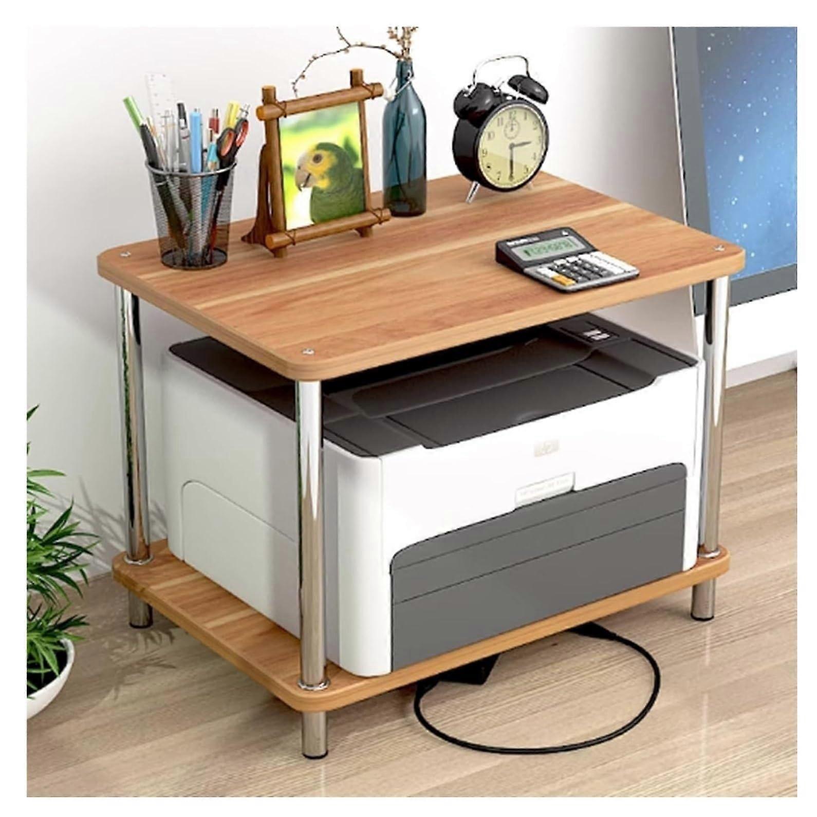 2 Tier Steel Printer Stand with Storage Shelf, SpaceSaving Desktop Organizer for Printer and Scanner