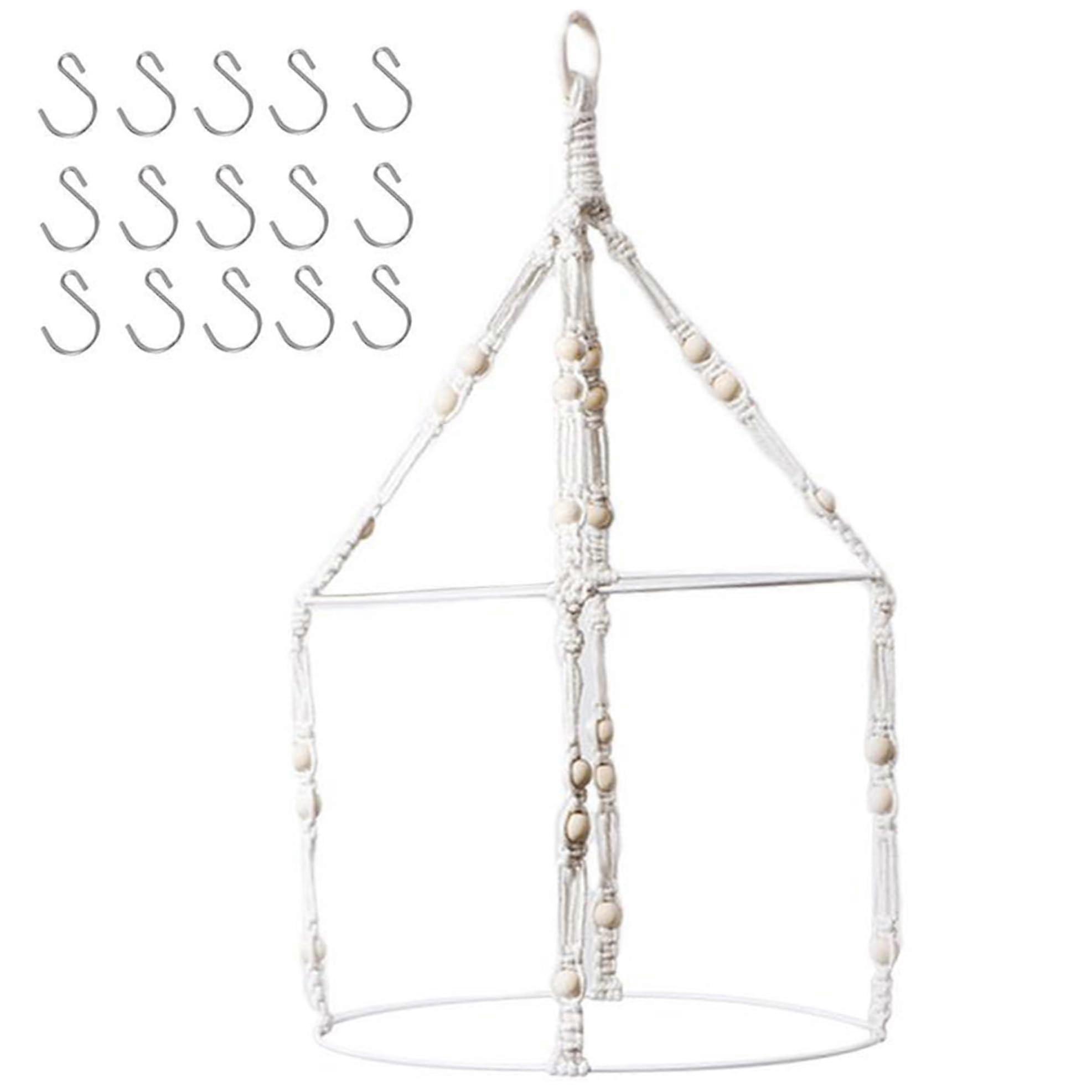 Herb Drying Rack Hanging, 2 Layer Design with 15 Removable Hooks for Kitchen and Garden