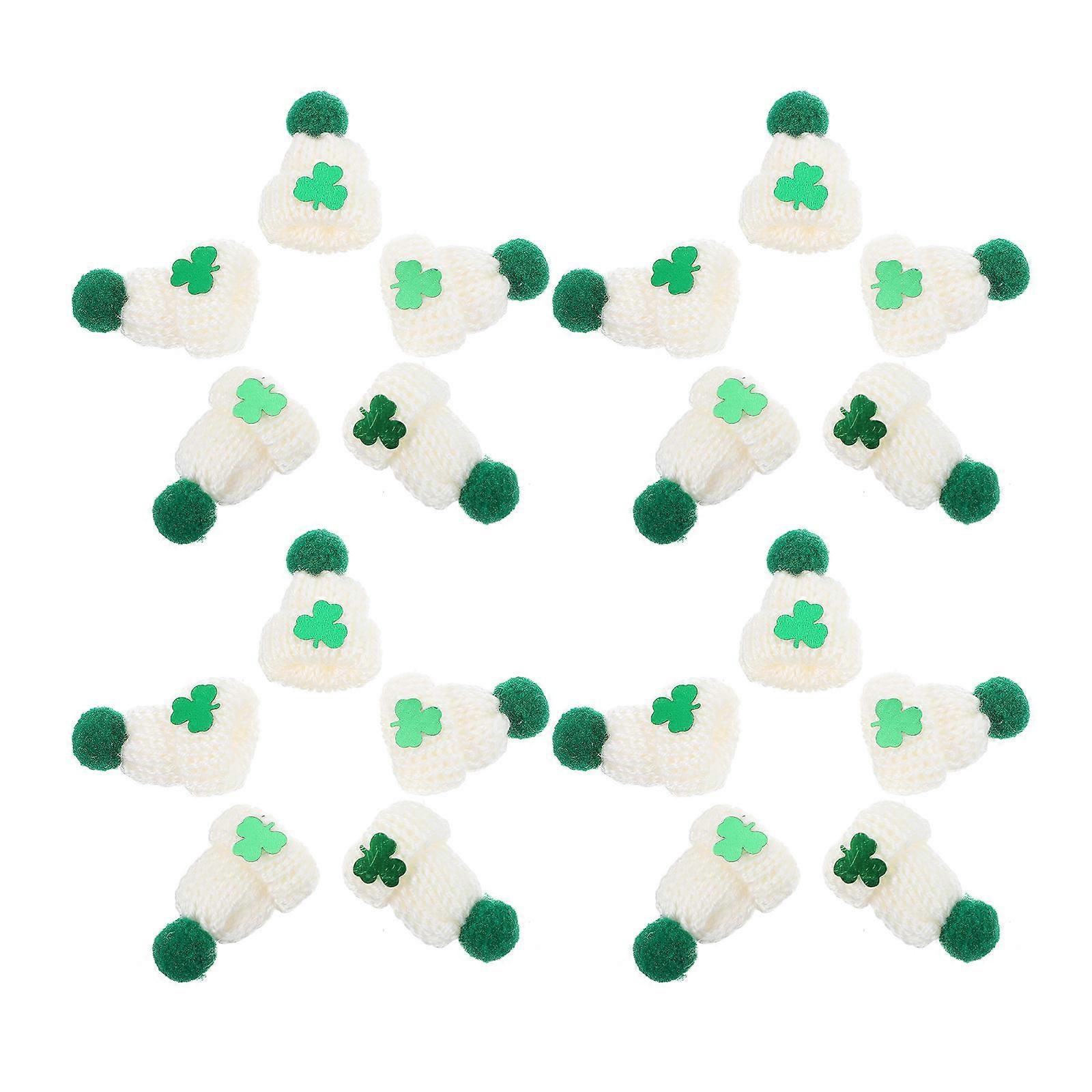 20Pcs Mini Knit Woolen Yarn Hats for DIY Making Saint Patrick Caps