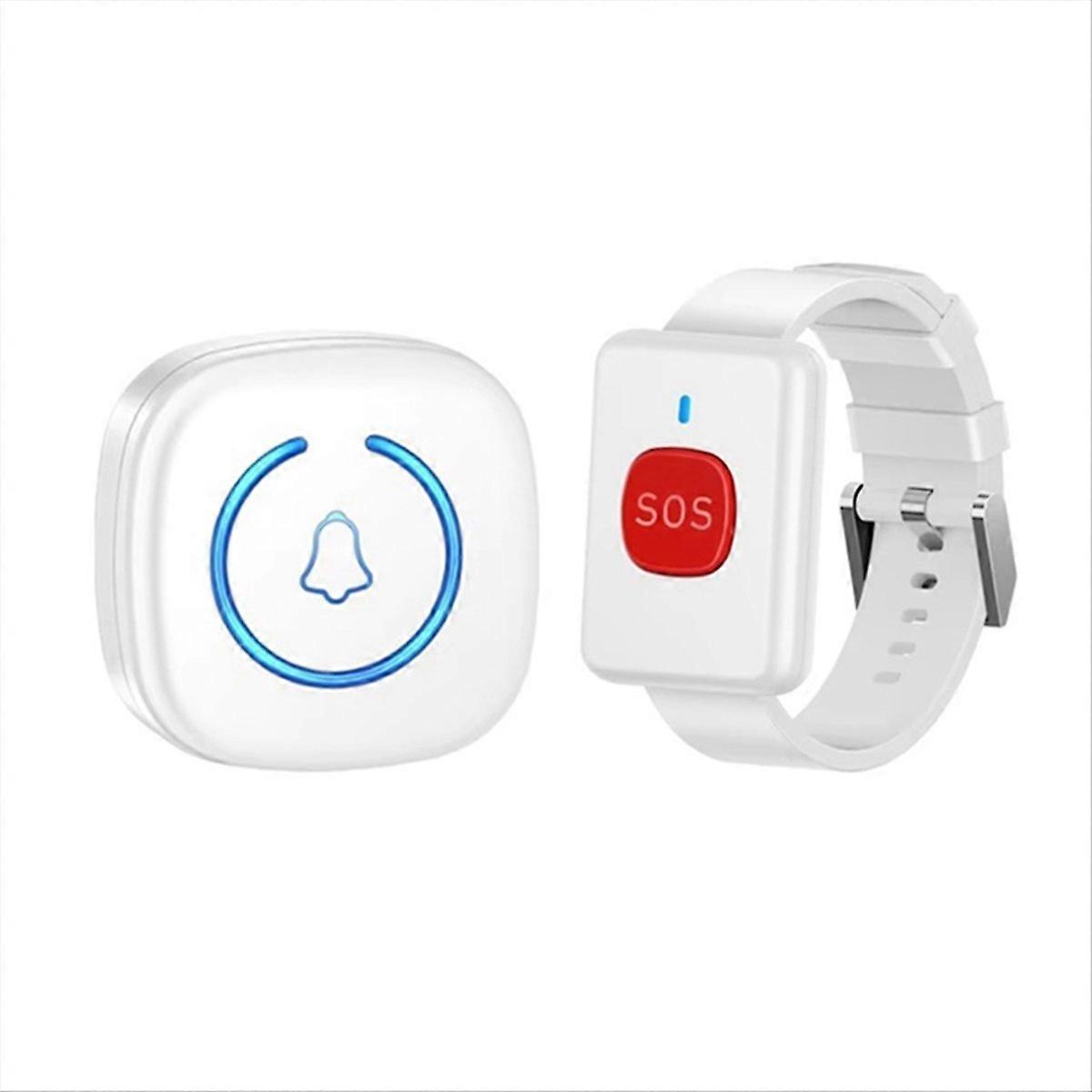 Wireless Watch Button Pager Emergency SOS Pager US Plug White