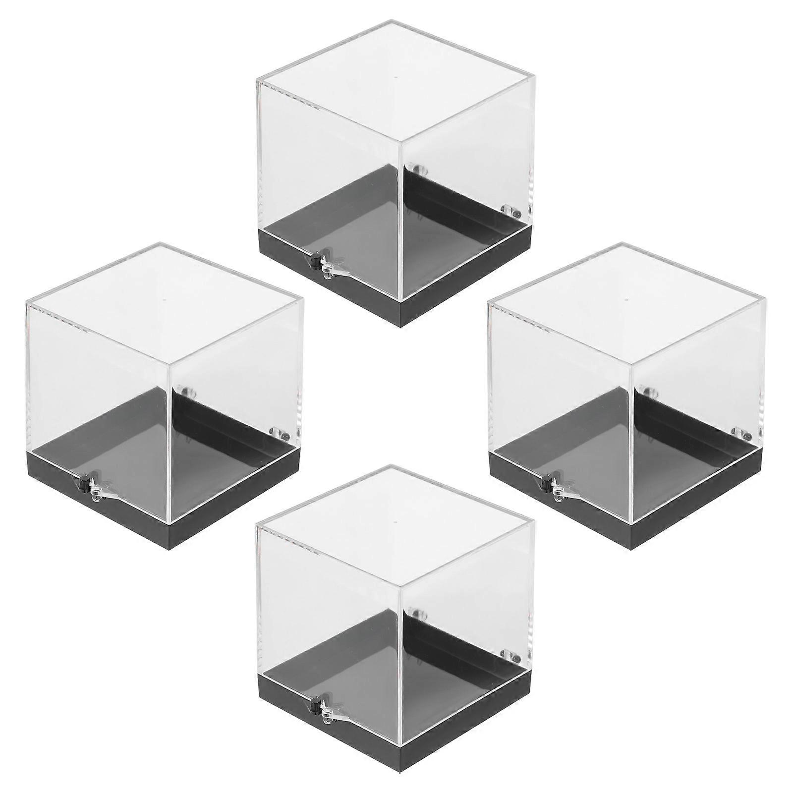 Transparent Mineral Specimen Boxes Square Crystal Display Case for Collection 4Pcs