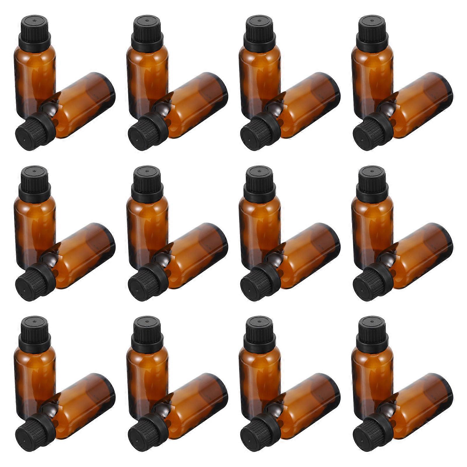 Coffee Glass Essential Oil Bottles for Application 60Pcs with Drip Hole Plug