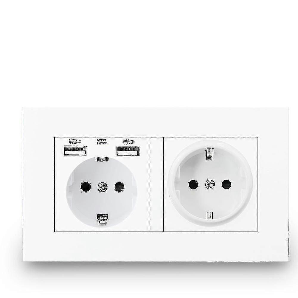 16a Usb Power Outlet - Double Frame Wall Socket (wit, 2 USB)