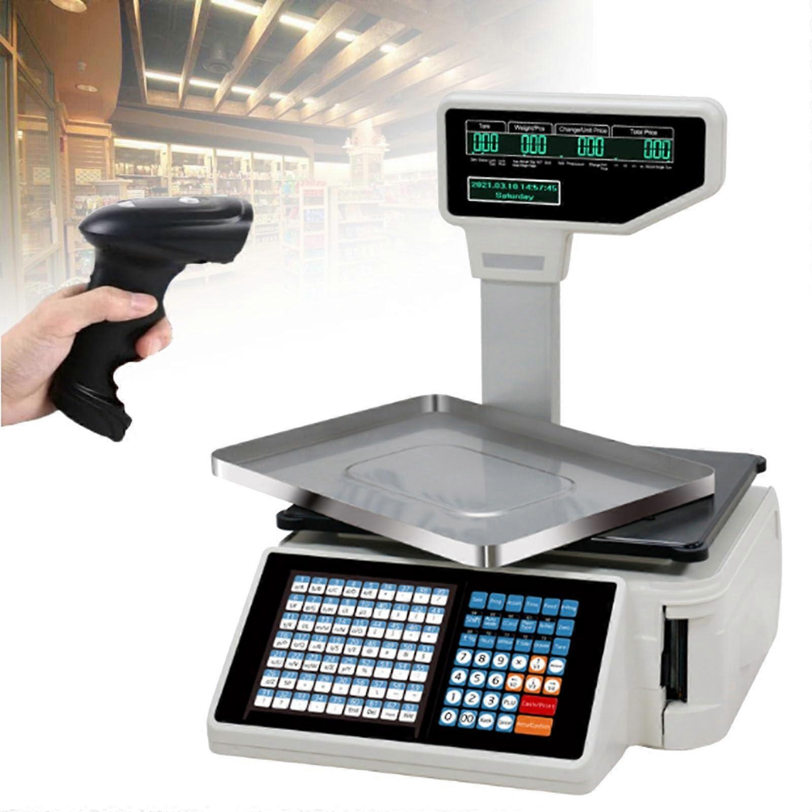 Digital Barcode Label Printing Scale 30kg, Thermal Printing  Computing Scale with DoubleSided LCD