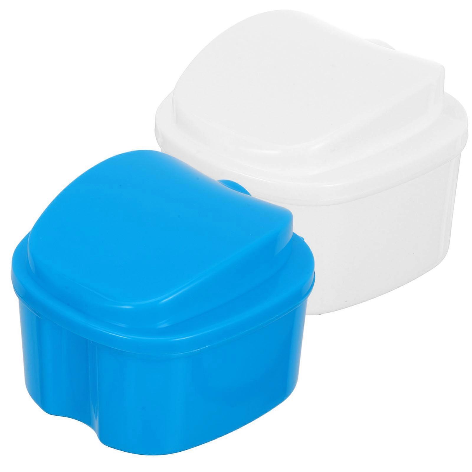 2Pcs Safe Denture Storage Box Portable Artificial Tooth Storage Case Container