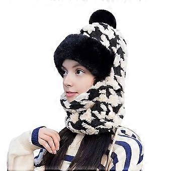 3-in-1 Winter Headgear - Knit Hat Scarf Hoodie for Skiing & Hiking