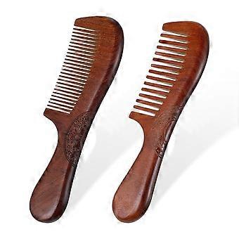 2 Pcs Wood Comb Medium Wide Tooth Wooden Comb for Women Men Hair Growth
