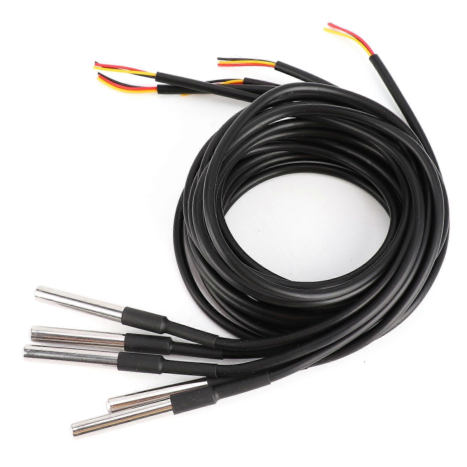 5Pcs Temperature Probe Sensor Stainless Steel Waterproof Cable Thermometer