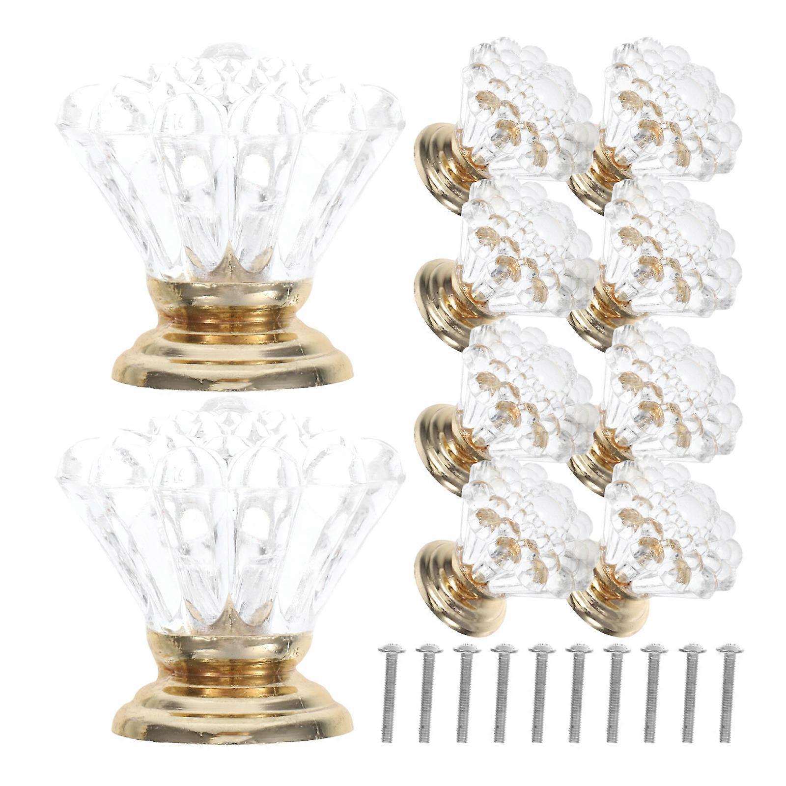Acrylic Crystal Knobs for 10Pcs Cabinet Drawer Pulls Golden Color