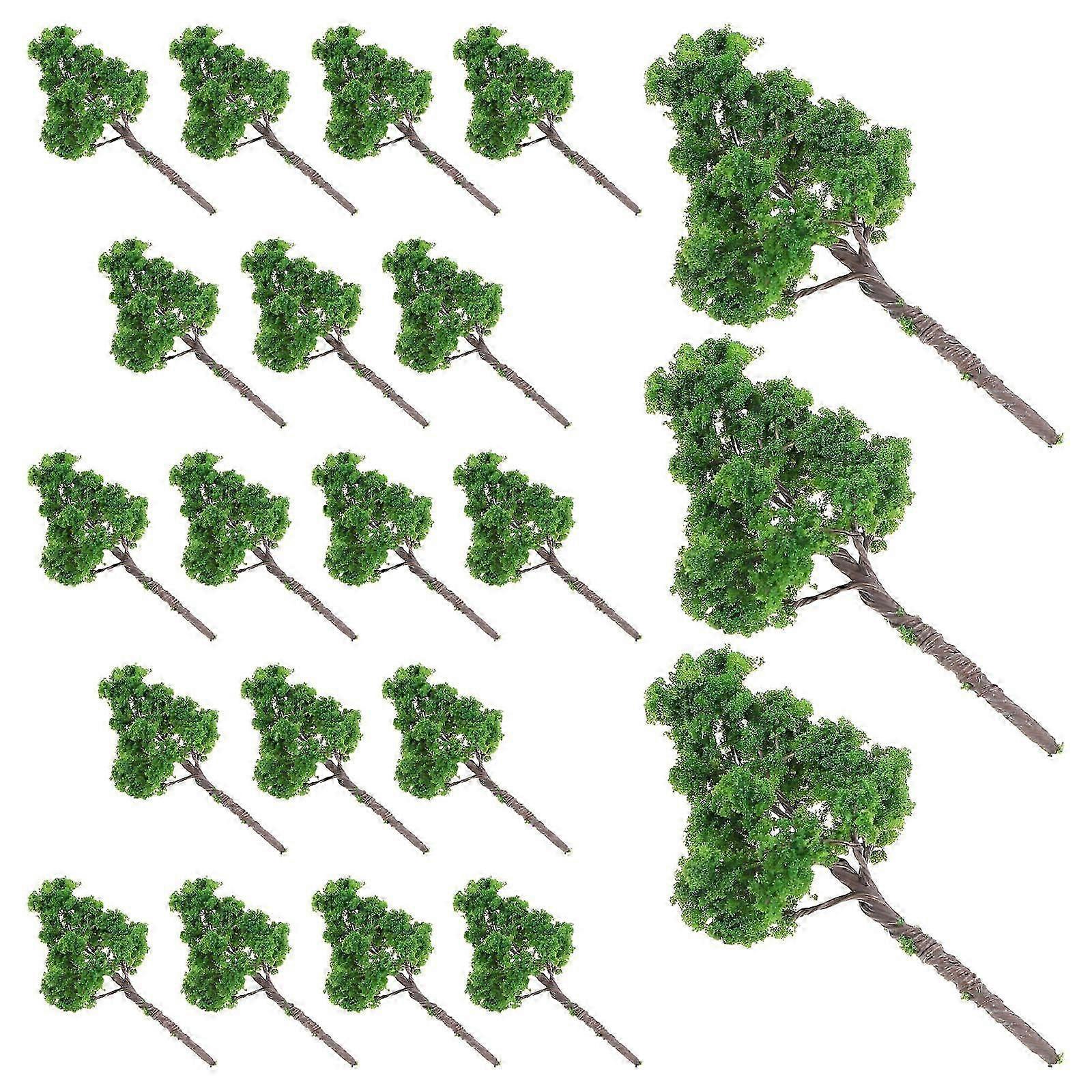 Landscape Model Green Trees for Decoration 25Pcs Mini Tree Set