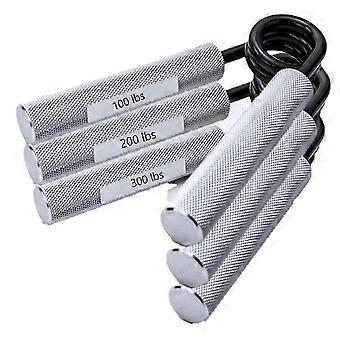 Håndgrepsforsterkersett med 3, 100 LB 200 LB 300 LB, aluminium sølv, bærbar håndledds- og underarmstrening for hjemmegym