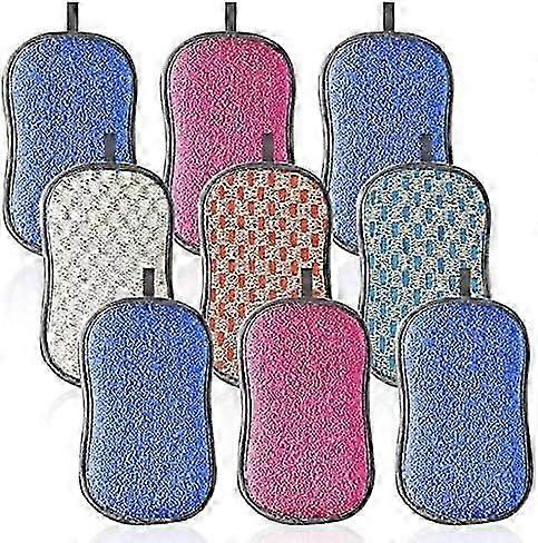 Eponge Lavable 9 Pcs - Eponge Reutilisable Vaisselle - Eponge Microfibre Antibacterienne