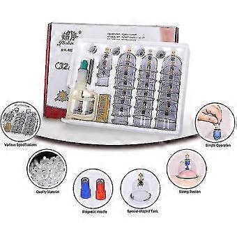 32pcs Vacuum Cupping Apparatus Home Set Suction Pump Magnetic Therapy Massage Cups Thicken Cupping