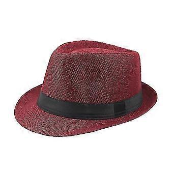 menn lin solid lue sommer strand jazzhatt cowboy fedora hatt for menn