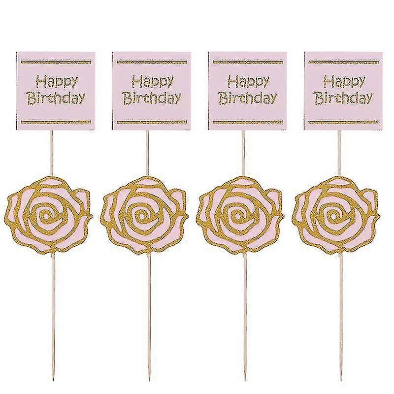 8pcs cake decorations, Rose Letter Cupcake Topper