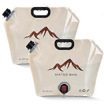 8L Foldable Water Container with Tap BPA  Collapsible Water Jug for Camping Hiking Pack of 2