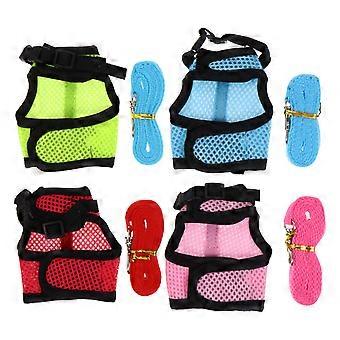 Pet Leash Rabbit Mesh Vest Harness for Outdoor Walking 4Pcs Set