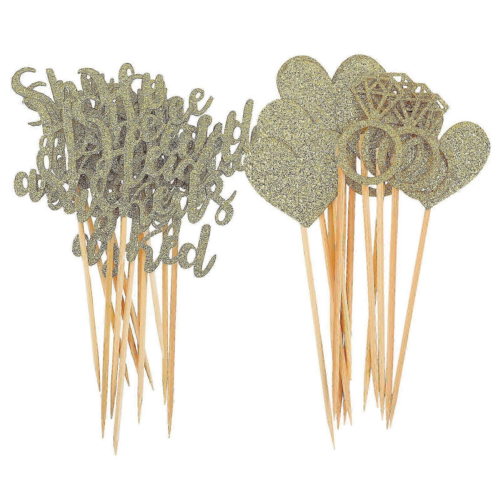 Creative Cake Topper Heart Cake Decoration compatible with Wedding 24Pcs Set