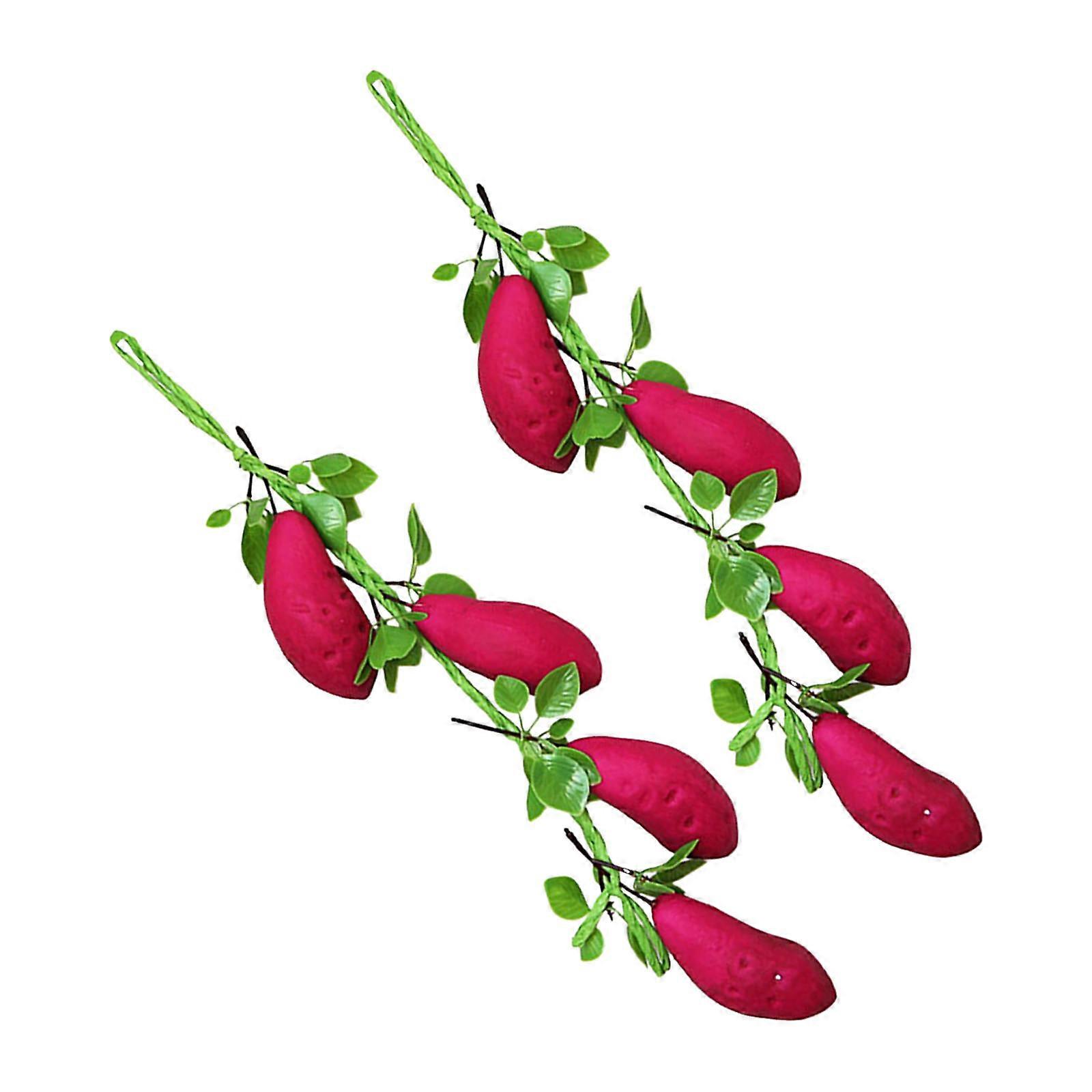 2Pcs Artificial Sweet Potato Strings Simulated Vegetable Strings Photo Props