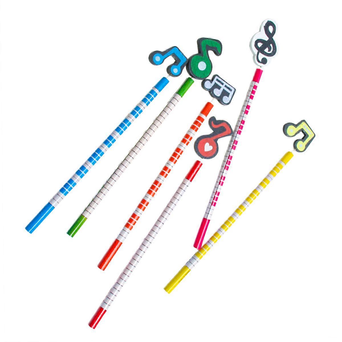 6pcs Pencils Musical Notation Shape Student Exam Pencils for Children Students (Random Pattern)