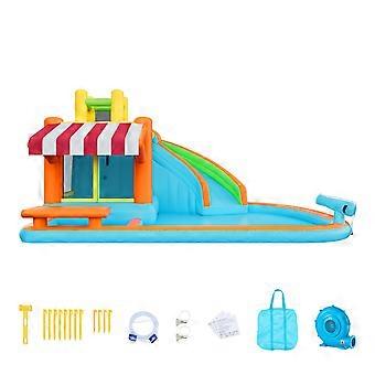 Castillo inflable, 14,9 x 12,8 x 7,8 pies, tobogán acuático inflable con castillo inflable, para 3 a 4 niños de 3 a 8 años