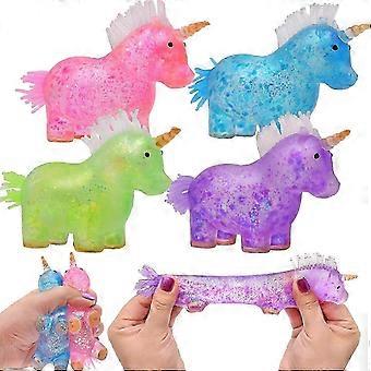 4er-Pack Einhorn-Quetschbälle – Stressbälle für Kinder, Jungen und Mädchen, ideal als Geburtstagsgeschenk, Valentinstagskarte, Mitgebsel oder Gastgeschenk, Farbe zufällig
