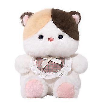 Cute Sittingposture Kitten Doll With Lace Bib For Display & Gift