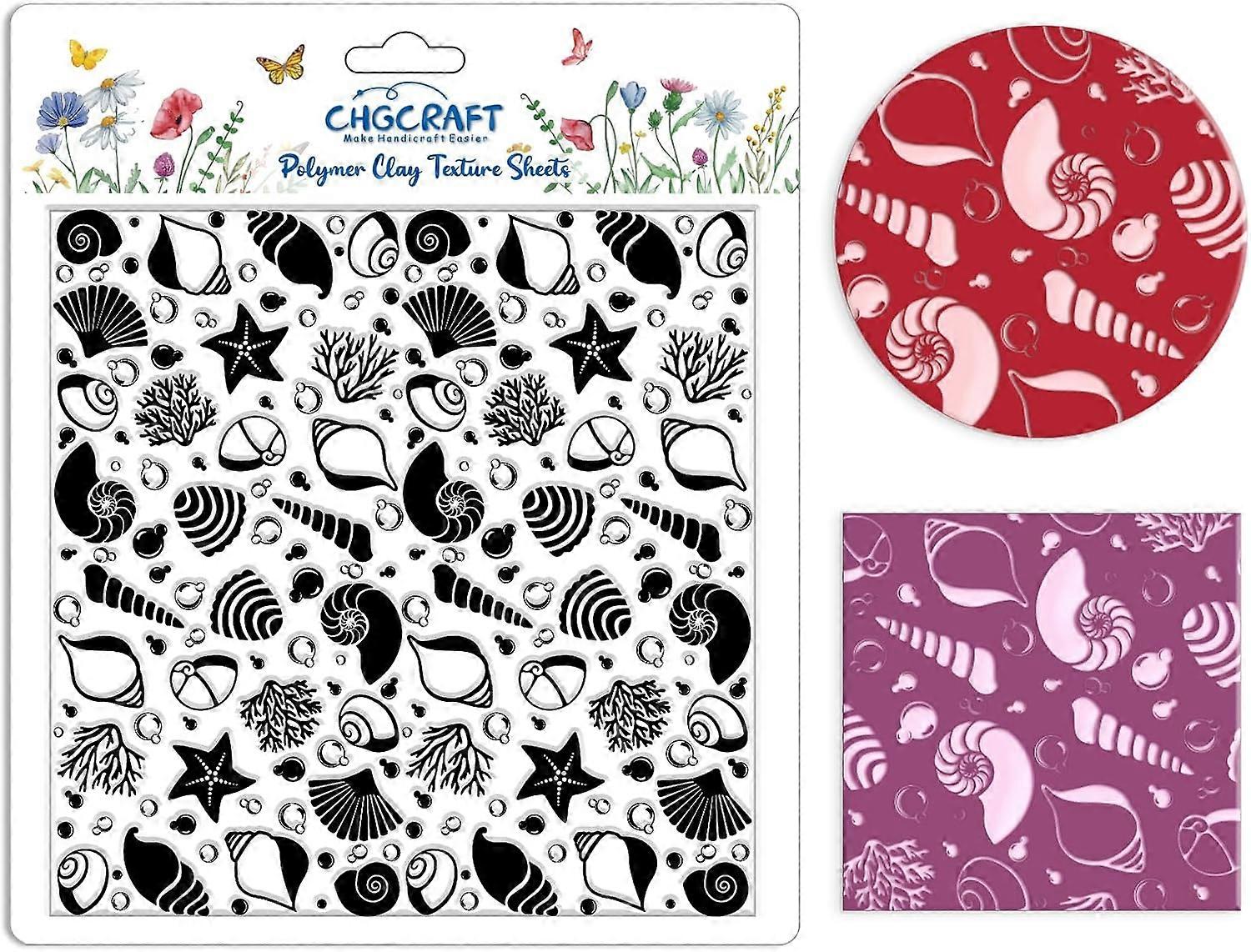 Seashell Silhouette Polymer Clay Texture Sheets Coral Silicone Texture Stamp Bubbles Clay Texture Mat Modeling Pattern Pad
