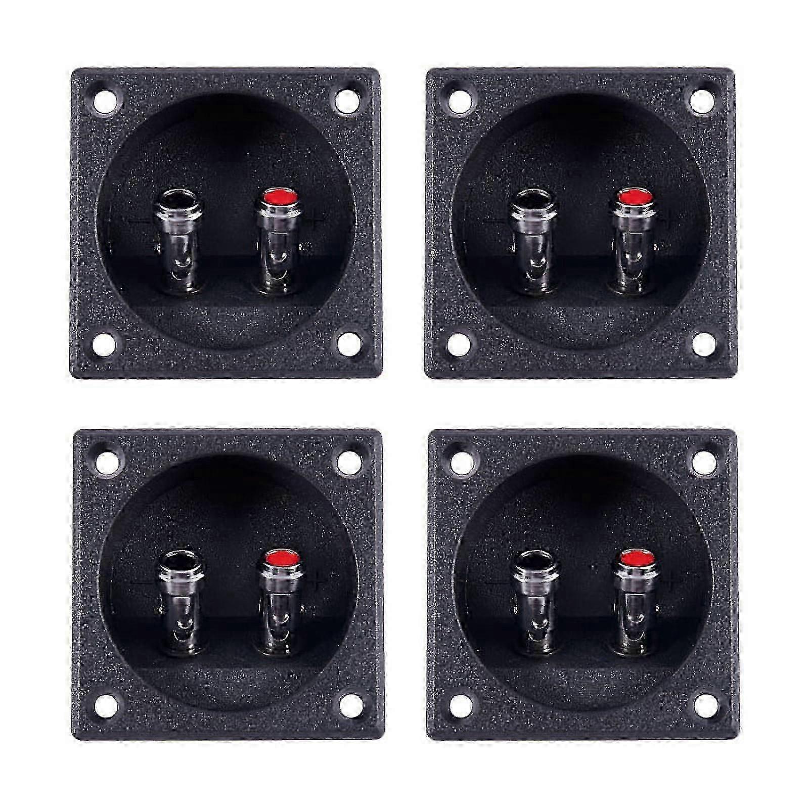 4X Square Shape Double Binding Post Type Speaker Box Terminal Cup Black