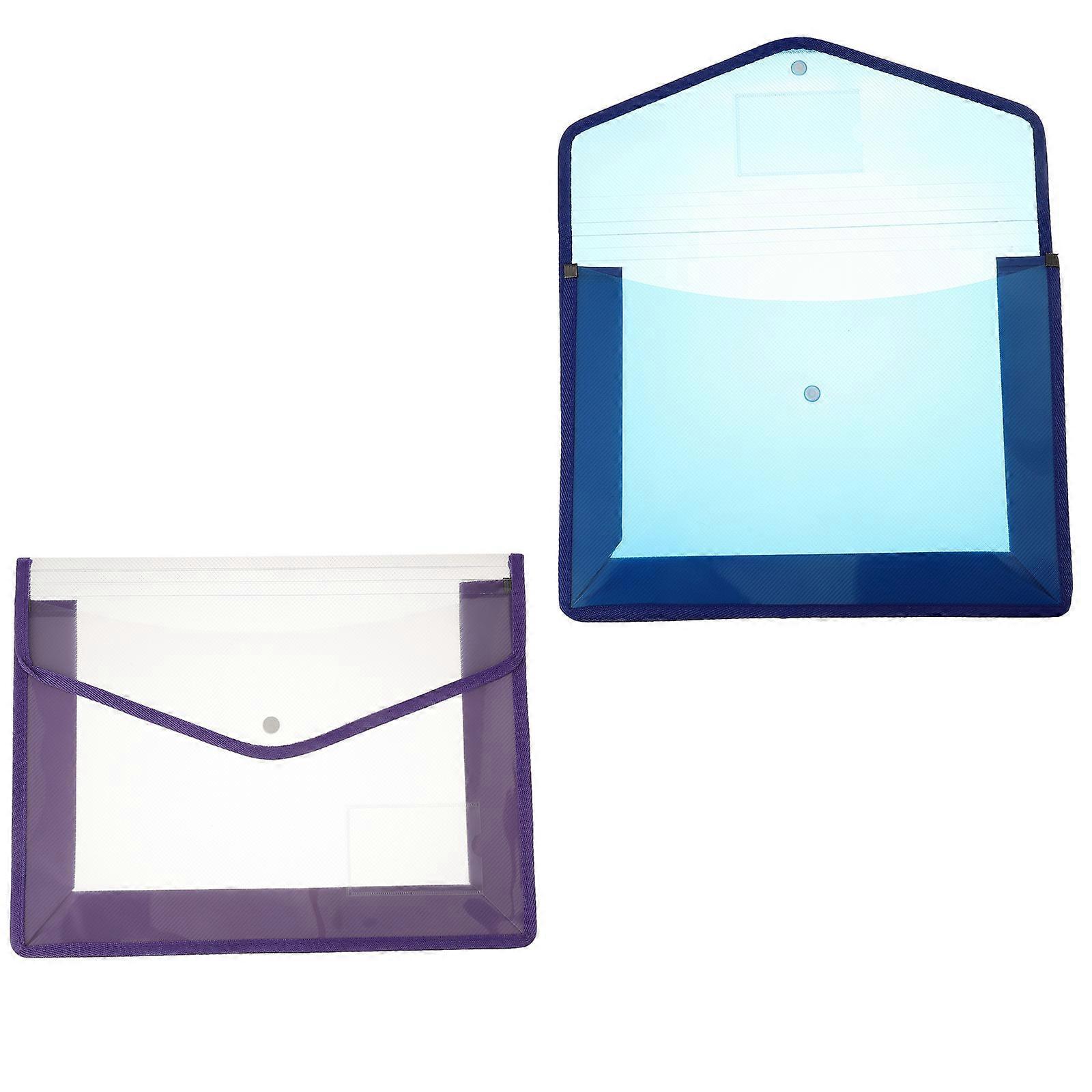 Document Organizer File Bag for Storage Use 2Pcs Snap Button PVC Envelope