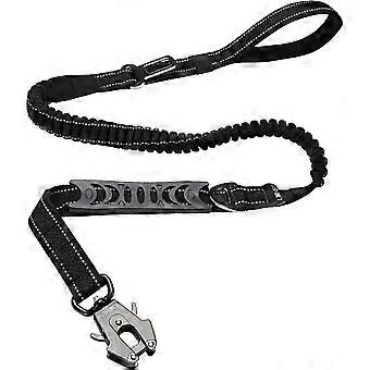 Heavy-duty adjustable dog leash with car seatbelt, 4-5 feet strong tensile strength, tactical load-bearing or quick-release/clip buckle (black).