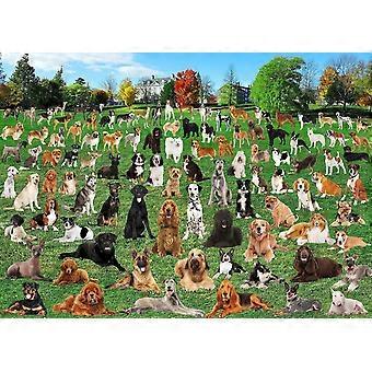 Puzzle for Adults 101 Lawn Puppies Dogs Park Jigsaw Puzzle 101 Puppy Group Photo Premium VV229