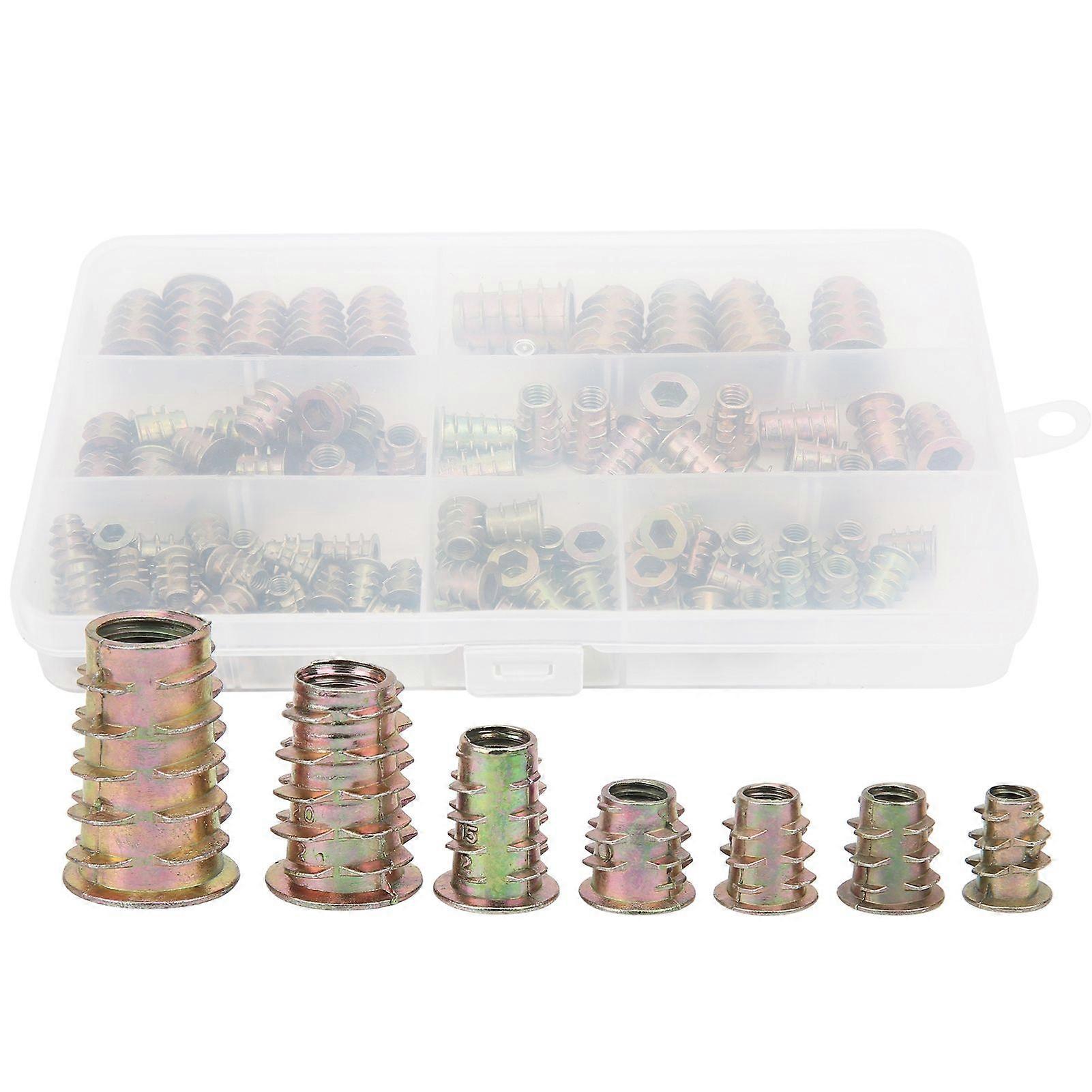100Pcs Hex Socket Drive Insert Nuts Set  Thread Screw Fasteners Boxed M4/M5/M6/M8/M10