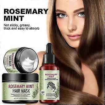 Aceite orgánico de menta y romero para el cuero cabelludo y el cabello y mascarilla para el cabello, tratamiento reparador de mascarilla para el cabello con menta y romero, aceite fortalecedor para el cuero cabelludo y el cabello seco y menta