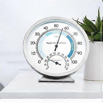 Analog Room Thermometer and Hygrometer in Stainless Steel - Accurate Readings - 13cm Diameter