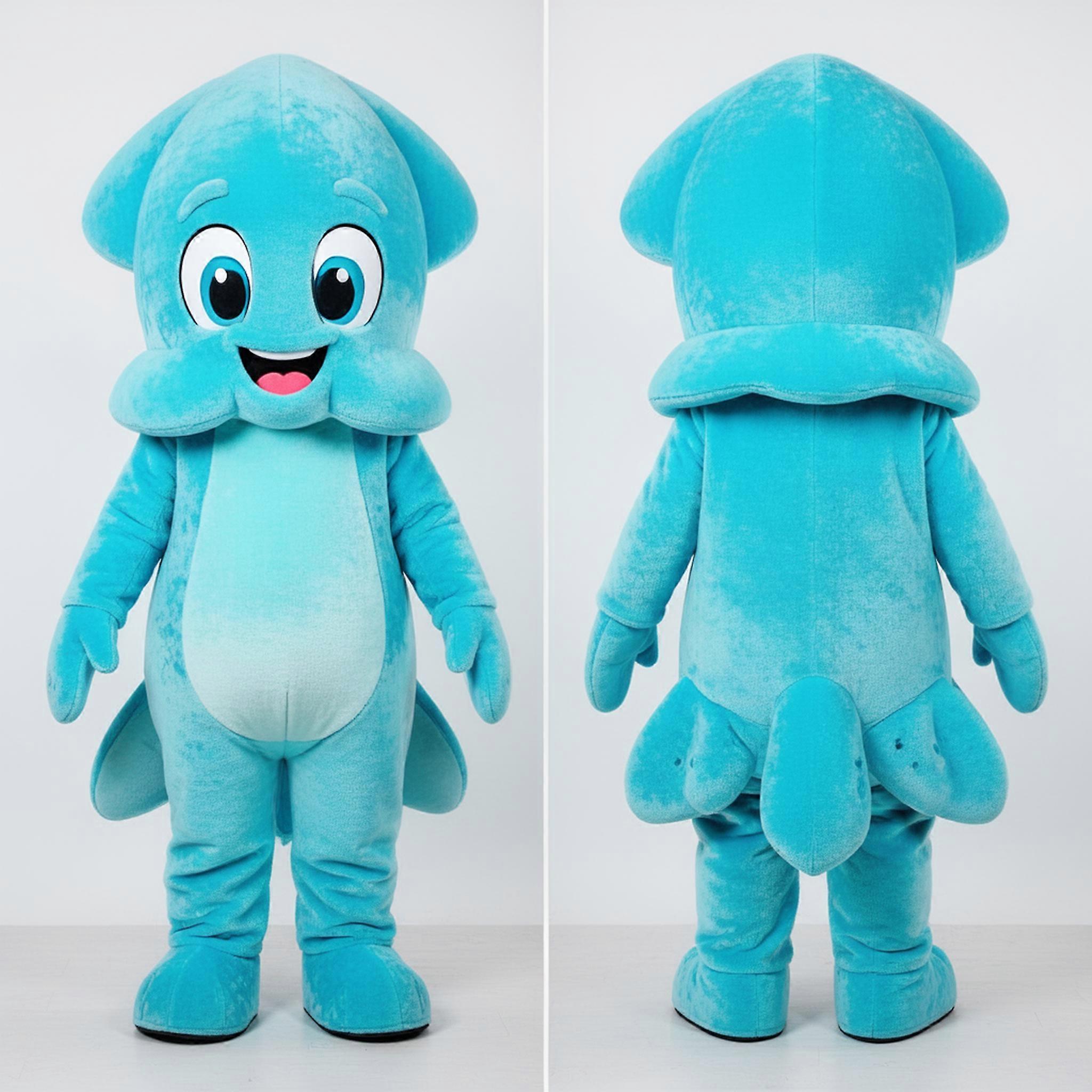 MASTICOT Cyan Vibrant Cartoon Squid Mascot
