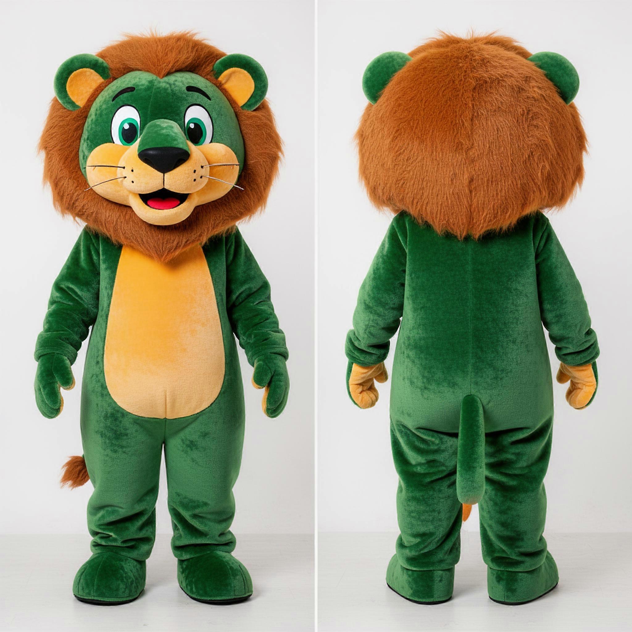 MASTICOT Forest Green Friendly Lion Mascot